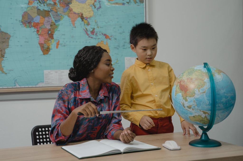 teacher teaching in an international classroom